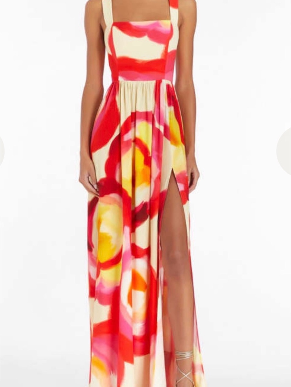 $282 Amanda Uprichard Eden Gown Strapless Pink Floral Ruffle Maxi Dress